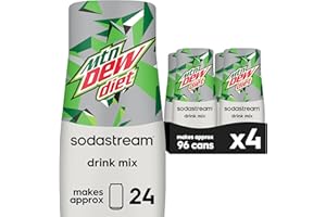 SodaStream - Diet Mountain Dew Soda Drink Mix | For Sparkling Water Makers | Zero Calories | 51mg Caffeine per Serving | Makes 96 Servings | 14.9 Fl Oz, Pack of 4 Packaging may vary