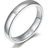 EAMTI 2mm 4mm 6mm 925 Sterling Silver Ring High Polish Plain Dome Wedding Band Comfort Fit Size 3-13
