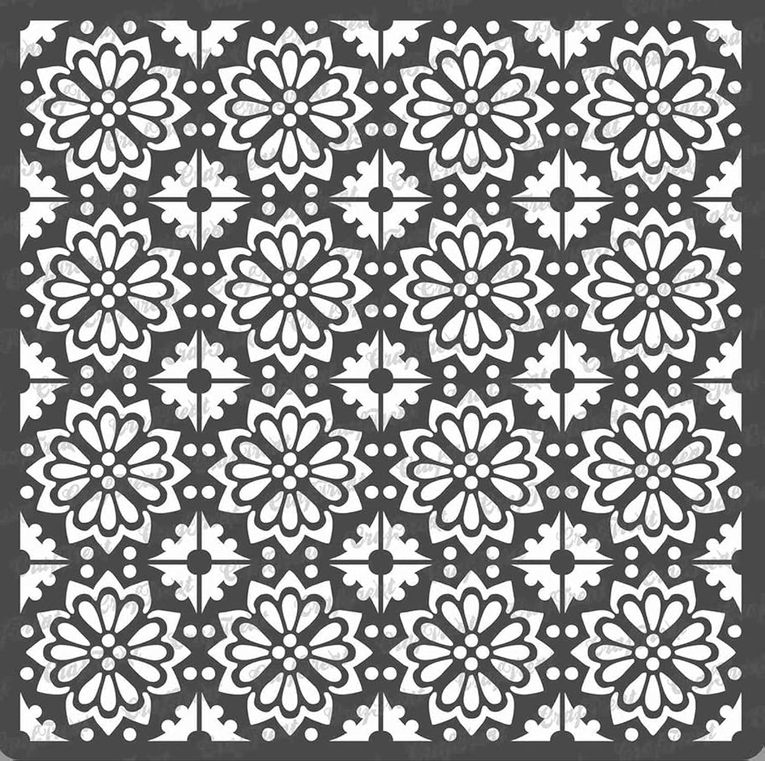 CrafTreat Reusable Tile Pattern Stencils for Painting on Wood, Wall, Tile, Canvas, Paper, Fabric and Floor - Tile Flowers Small Stencil - 6x6 Inch - DIY Art and Craft Stencils Pattern for Painting