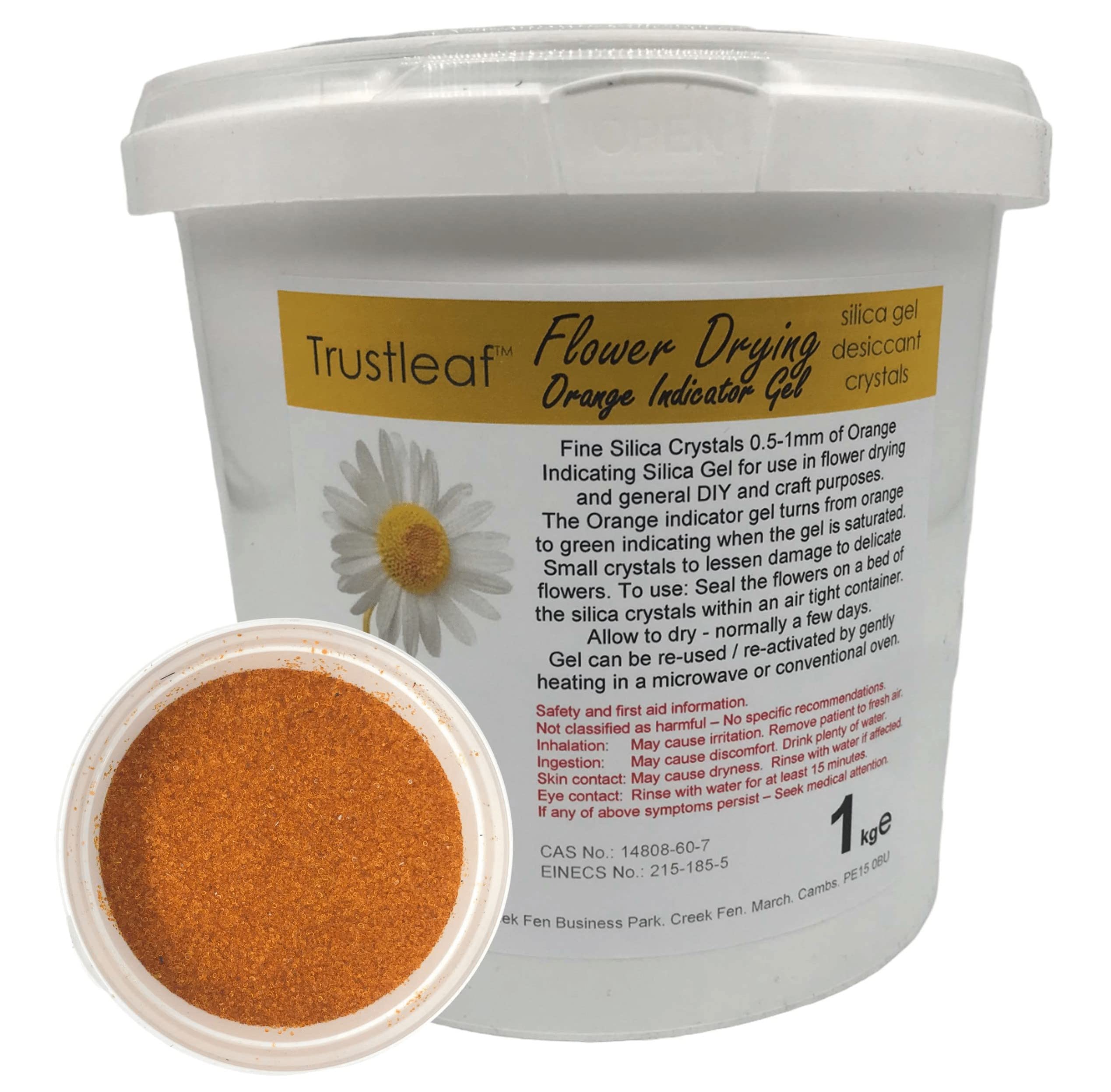 Trustleaf Flower Drying Orange Indicator Silica Gel Grains 0.5-1mm (1kg / 2.2lbs F-Or TUB)