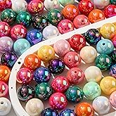 ANCADN 16mm Acrylic Beads 100pcs Multicolor Acrylic Bead Pen Bubblegum Beads DIY Beading Hairband Bracelets Necklace Craft for DIY Jewelry Making (Color-1)