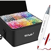 SFAIH Alcohol Markers Brush & Fine Tip 321 Set - Dual Tip Professional Artist Markers for Adult Coloring Books, Illustration, Manga, Animation, Architecture Sketching - Refillable Ink