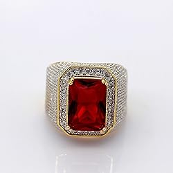 Uloveido Men Yellow Gold Plated Emerald Cut