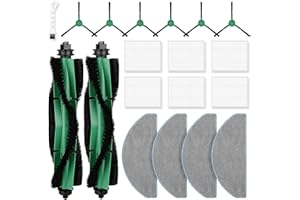 FENKABS 19 Pack Replacement Parts Compatible with iRobot Roomba Essential Y0110/Y0140/Y05402/Q0120/Q011/Q052 Robot Vacuum Cleaner, 2 Roller Brush, 6 Filters, 6 Side Brushes, 4 Mop Pads, 1 Cleaning Brush