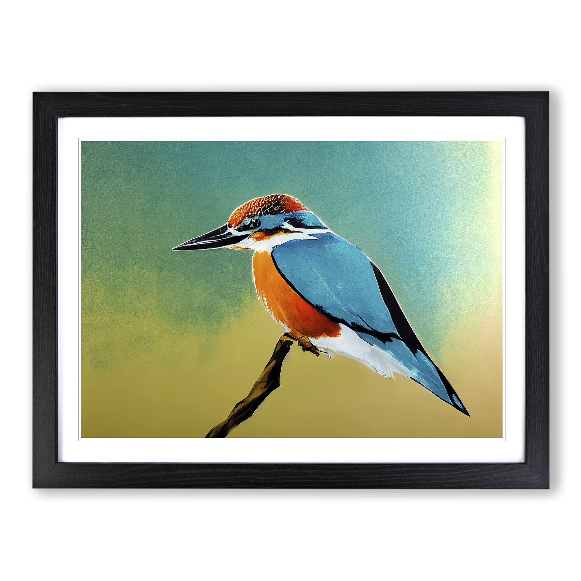 Delightful Kingfisher Bird Framed Print | A4 Black Framed Wall Art | Ready to Hang | Modern Nature Picture | Living Room Bedroom Lounge Office
