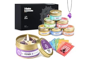 AOOVOO Chakra Candles with Healing Crystals - 7 Chakra Candle Set, Spiritual Gifts for Women, Aromatherapy Candle, Soy Candles for Women