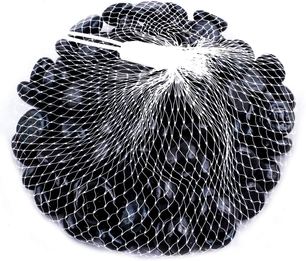 ARSUK Black Glass Pebbles - 70-80pcs (455g) Flat Marbles 17-20mm, Approximately 17-20 mm - Image 3