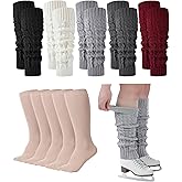 Chuarry 10 Pairs Skating Leg Warmer for Women Girls Knitted Long Figure Leg Warmers Ice Skating Socks Boot Socks Gift