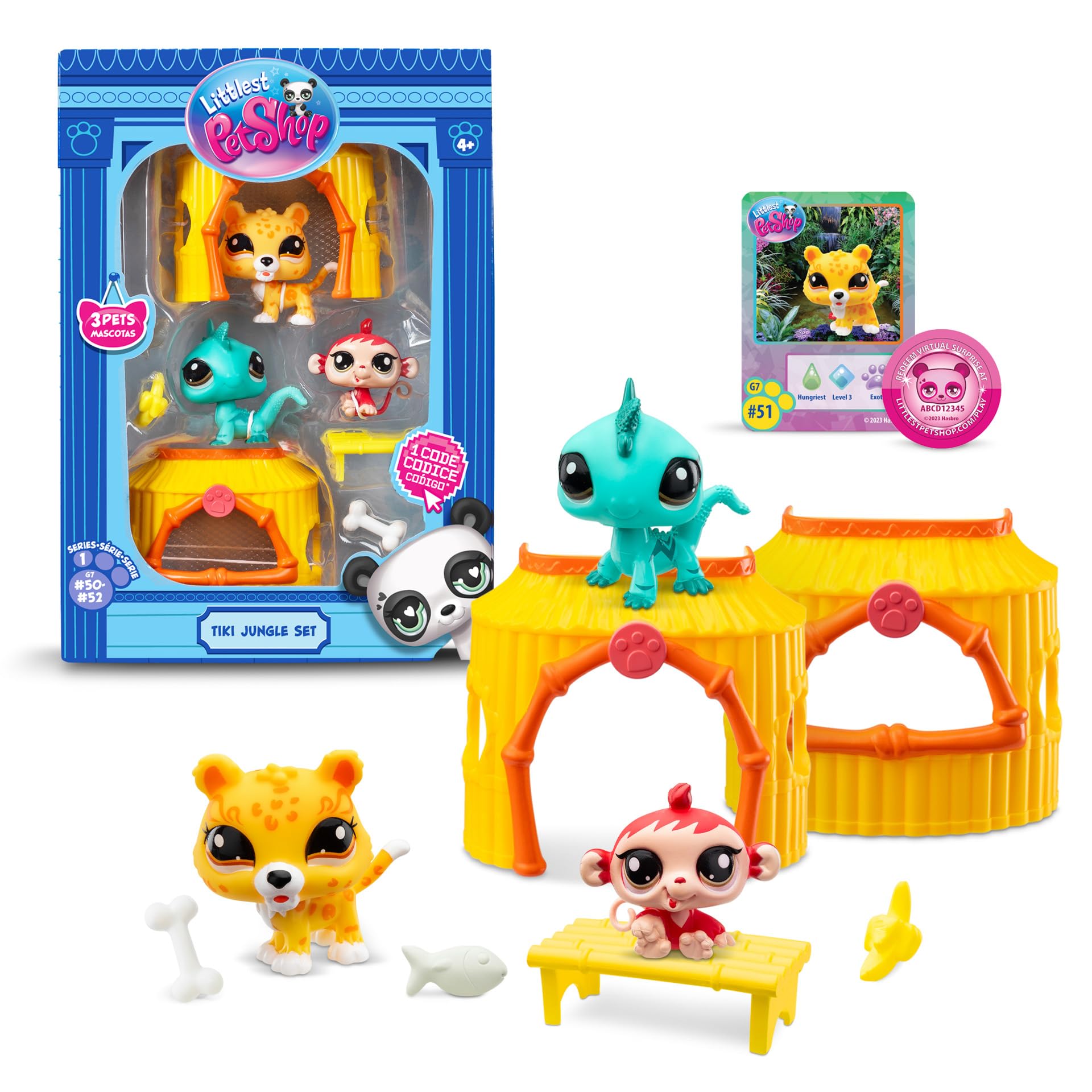 Littlest Pet Shop Tiki Jungle Playpack | The Pack Contains 3 LPS Mini Pet Toys 3 Accessories 1 Collector Card And 1 Virtual Code | Collectable Toys For Girls And Boys — image 1