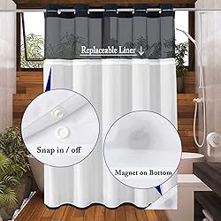 Gibelle No Hook Waffle Weave Shower Curtain with