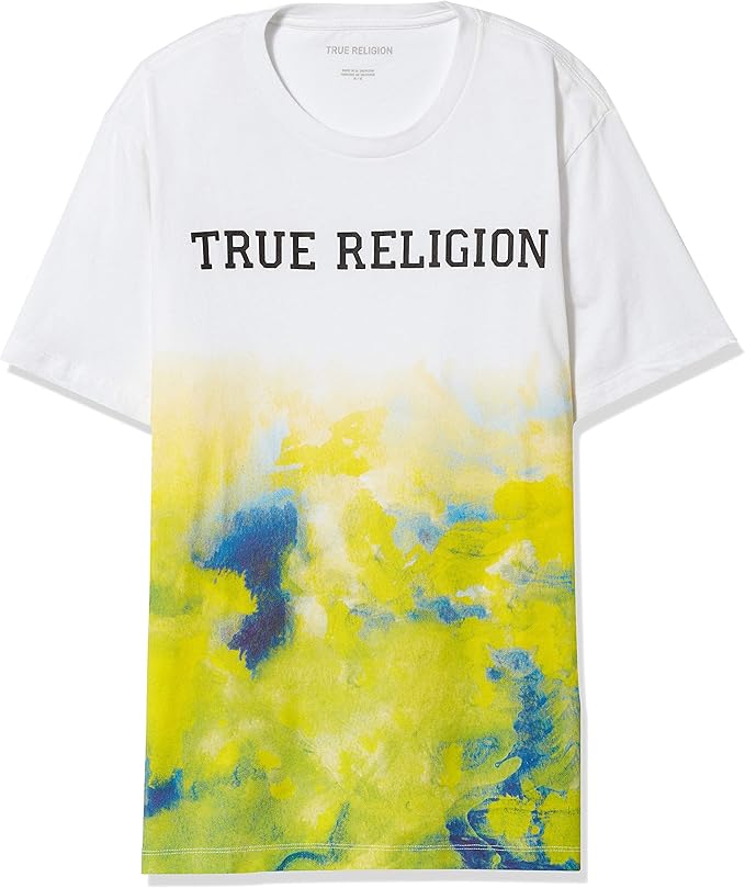 blue and yellow true religion shirt
