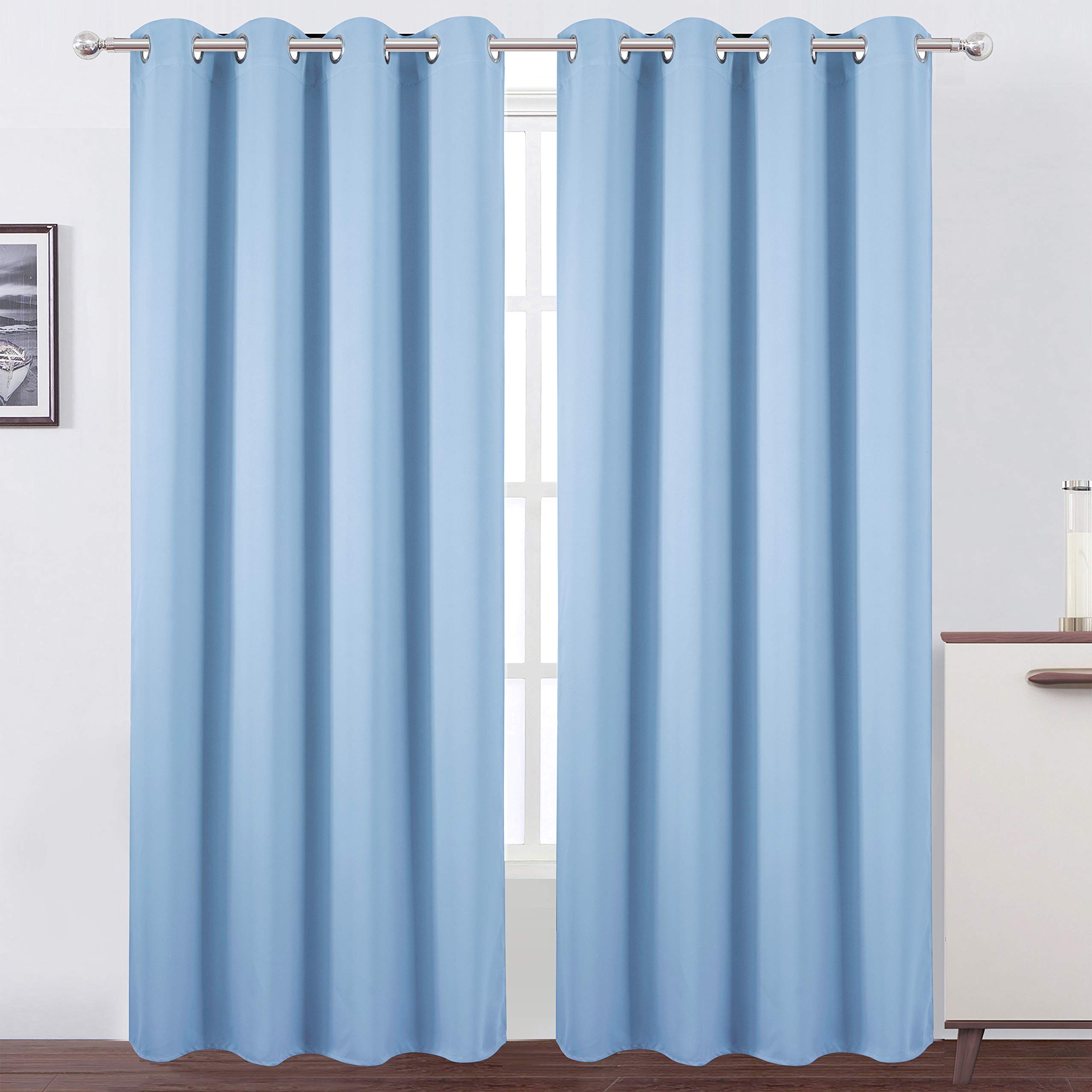 Photo 1 of LEMOMO Sky Blue Thermal Blackout Curtains/52 x 84 Inch/Set of 2 Panels Room Darkening Curtains