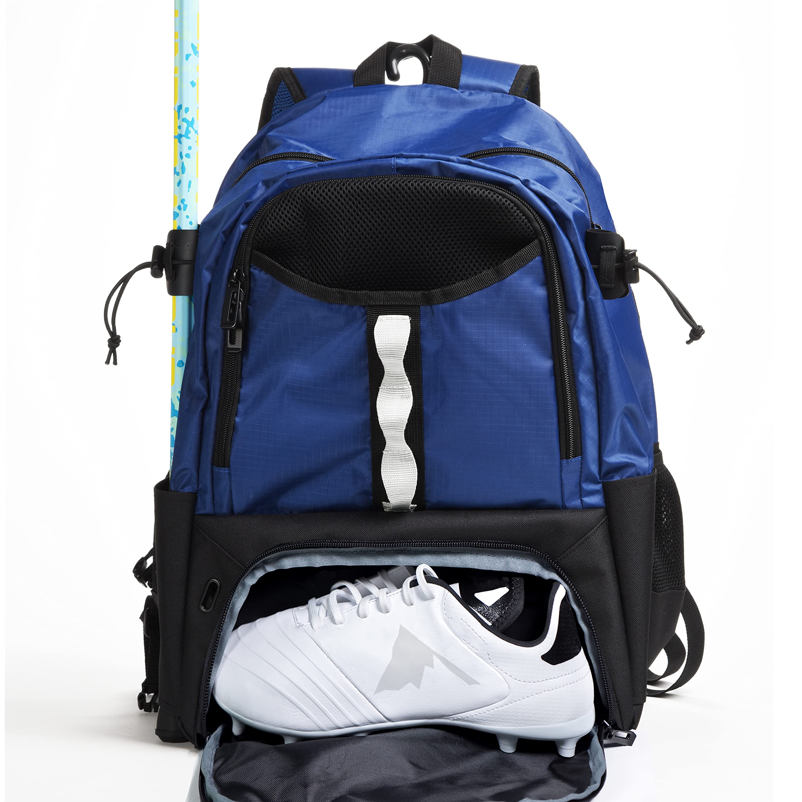Athletico Turf Lacrosse Bag - Extra Large Lacrosse Backpack - Holds All Lacrosse or Field Hockey Equipment - Two Stick Holders and Separate Cleats Compartment (Blue)