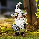 Wiresusan Outdoor Gnomes Statue, Garden Farm Cow Gnome Figurine, Gnomes Decorations for Outside, Farm, Yard, Lawn, Cow Decor for Home, Table, Shelf, Spring Gnome Funny Elf Gifts for Women