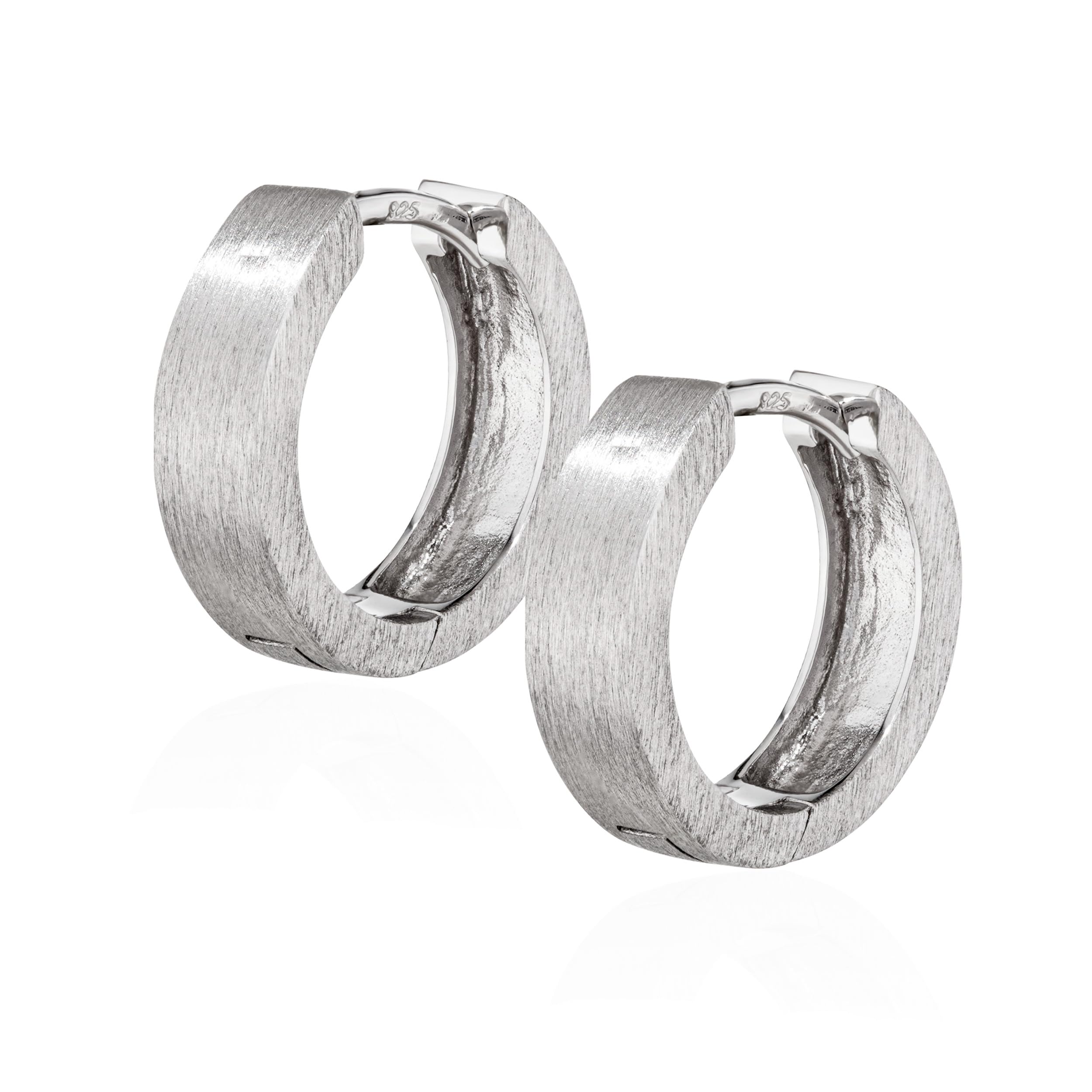 NKlaus silver pair 925 sterling silver hinged earrings 14,3mm matt tarnish 4796