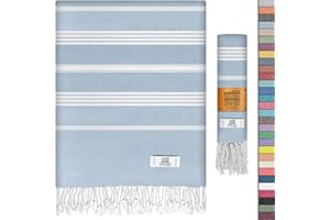 EPHESUS TOWELS Turkish Beach Towel - 38x70 inch - Sultan Design - Cotton Polyester Blend (Baby Blue, Pack of 1)