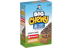 Quaker Big Chewy Granola Bars, 60% Larger, 2 Flavor Variety Pack, 36 Count (Pack of 1)