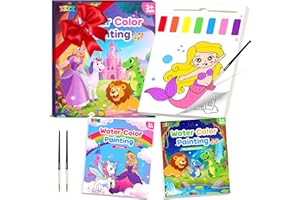 ZIZZ Paint with Water Coloring Books for Toddlers, 2 Pack Watercolor Painting Set for Kids Ages 3-5 4-8, No-Mess Drawing Acti