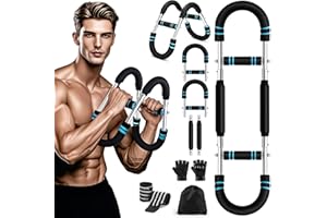 Loruoea Twister Arm Trainer,40-100lb Adjustable Power Twister Bar with Fingerless Tactical Gloves, Strap Wrist Brace, Drawstring Backpack, Portable Detachable Body Fitness Equipment for Home & Gym