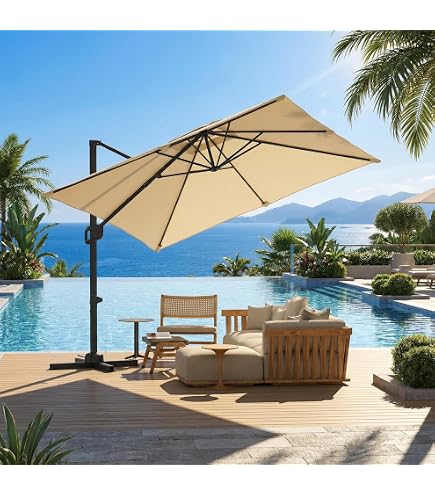 SimplyShade Bali 10 Foot Square Cantilever Patio Balcony Umbrella, Blue Sky : Patio, Lawn & Garden