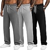 JoyMotion 3 Pack Men's Big and Tall Baggy Sweatpants Wide Leg Drawstring Loose Athletic Workout Casual Pants with Pockets