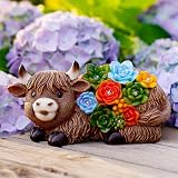 Goodeco Solar Highland Cow Statue Garden Light Outdoor Decoration Brown view 7