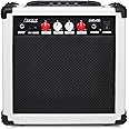 LyxPro Electric Guitar Amp 20 Watt Amplifier Built in Speaker Headphone Jack and Aux Input Includes Gain Bass Treble Volume and Grind - White