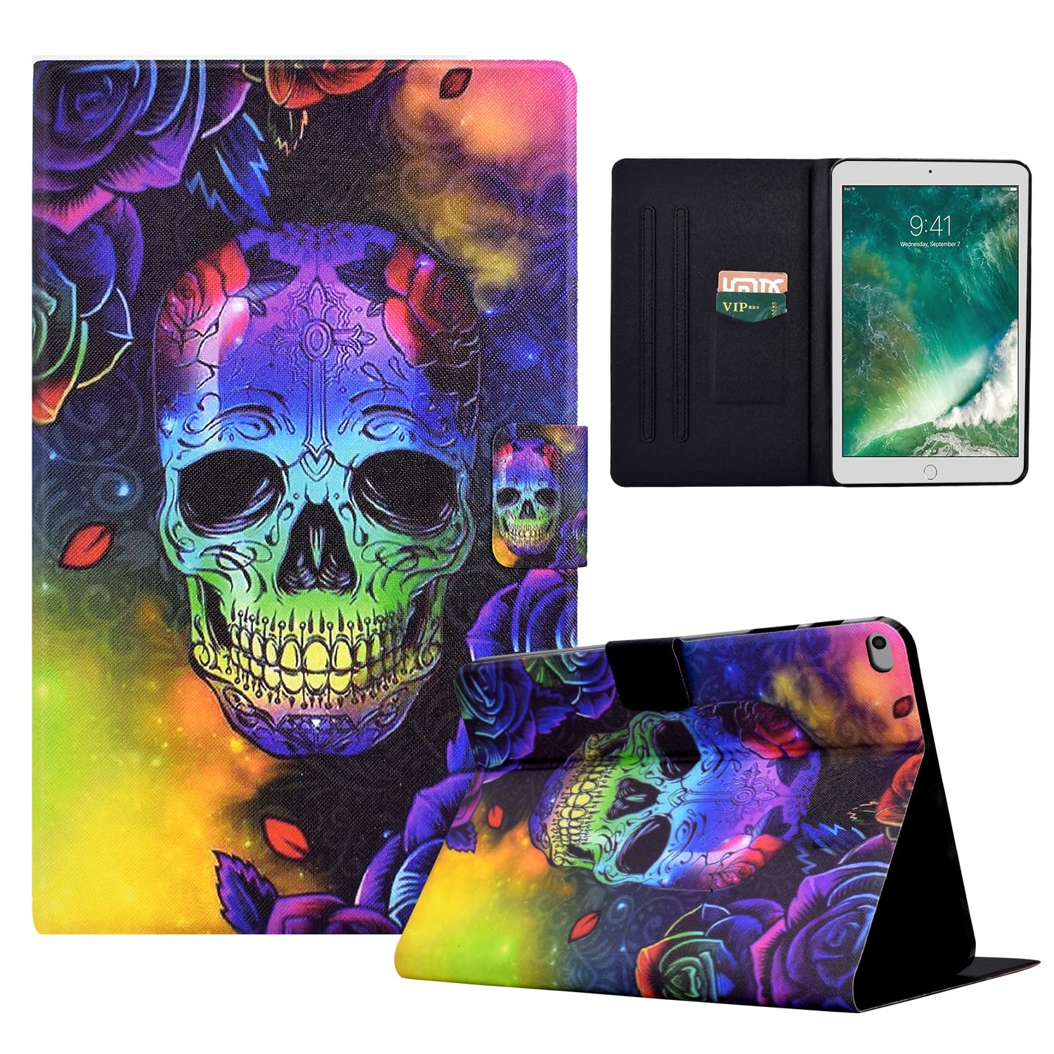 LSPCASA iPad Air Case With Card Slots Stand Function - Auto Wake/Sleep for iPad Air 5th & 6th Generation