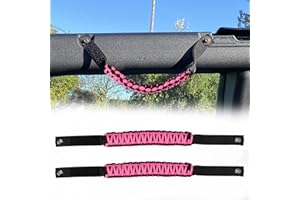 BESTAOO Roll Bar Grab Handles Paracord Grip Handle for Ford Bronco Accessories 2021 2022 2023 2024 2025, 2 Pack (Pink)
