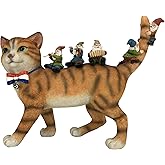 GlitZGlam Patrick The Patriotic Miniature Cat and The Happy Gnomes - A Fairy Garden Gnome Figurine