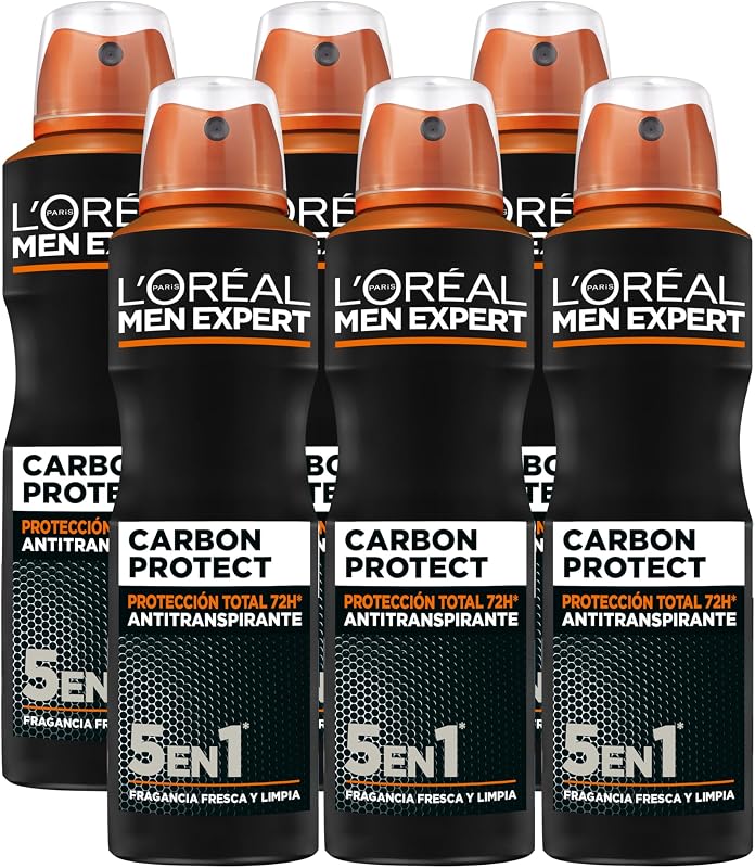 L'Oréal Paris, Desodorante Spray, para Hombre, Pack 6 x 150ml