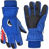 HinyBoeh Winter Shark Gloves for Kids Boys Thermal Windproof Warm Ski Gloves for Cold Weather Outdoor(for 7-14Yrs)