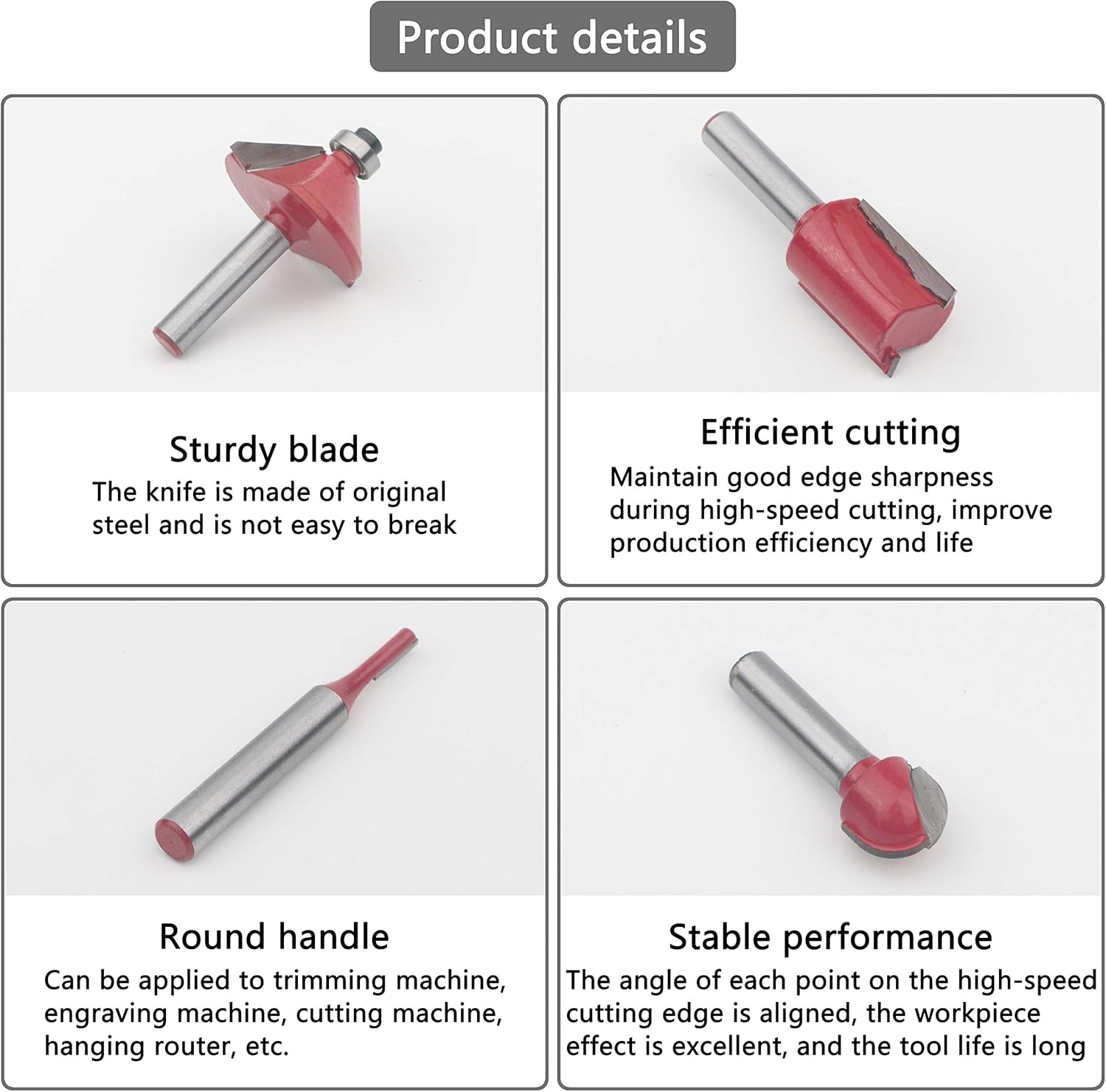 Rowiz 15 PCS Milling Cutter Router Bit Set 1/4 Inch 6.35mm Shank Milling Trimming Cutter Bits Wood Engraving Bits Set including Wrench and Wooden Index Box - Image 4