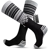 OutdoorMaster Ski Socks, Merino Wool Ski Socks for Men & Women, Thermal Winter Warm & Breathable Snowboarding Socks for Cold Weather, Over The Calf Non-Slip Cuff, Machine Washable