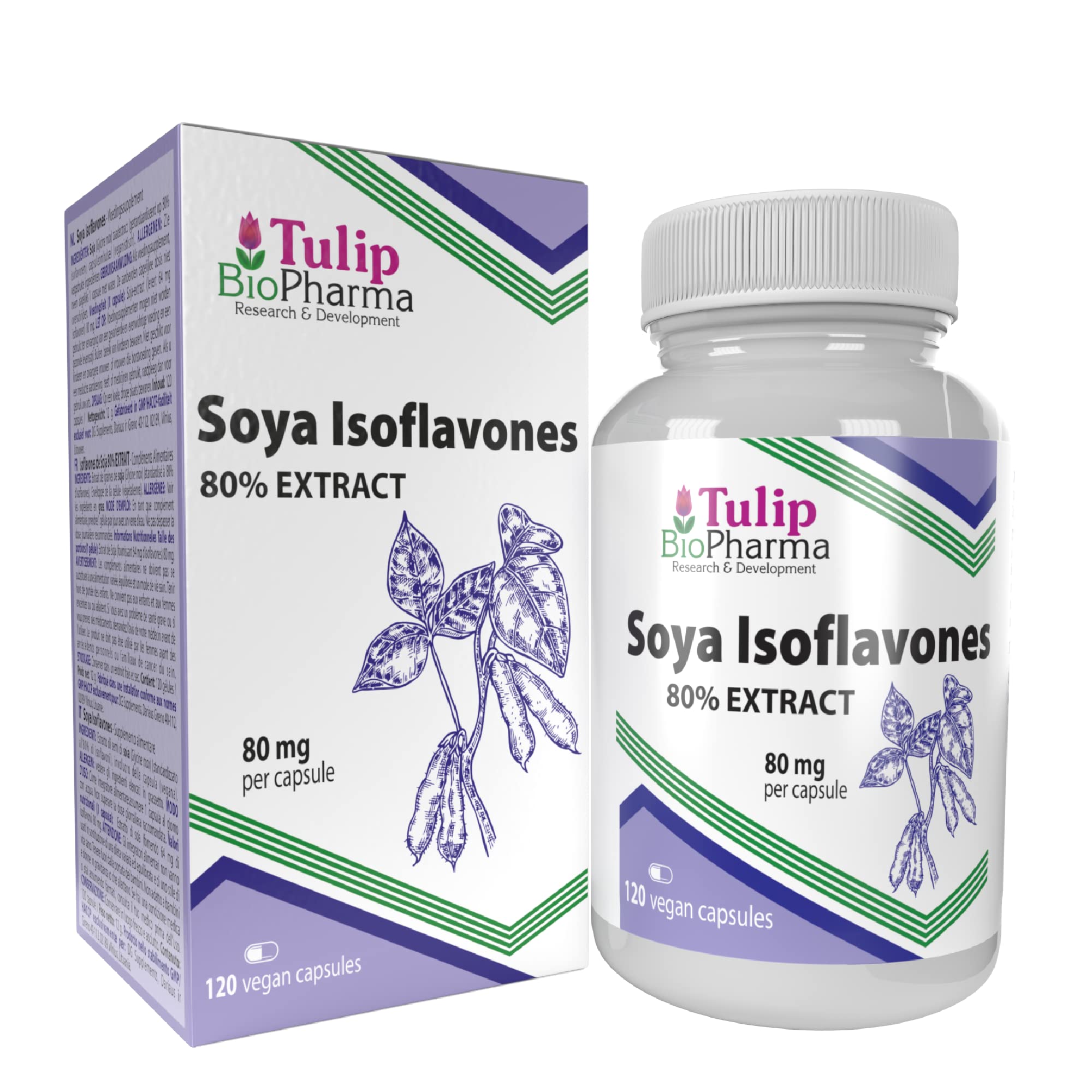 SOYA Isoflavones 80% Extract 120 Capsules, 3rd Party Lab Tested, High Strength Supplement