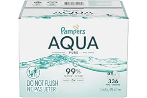 Pampers Aqua Pure Baby Wipes, 99% Water, Fragrance Free, 336 Baby Wipes Total (6X Flip-Top Packs)