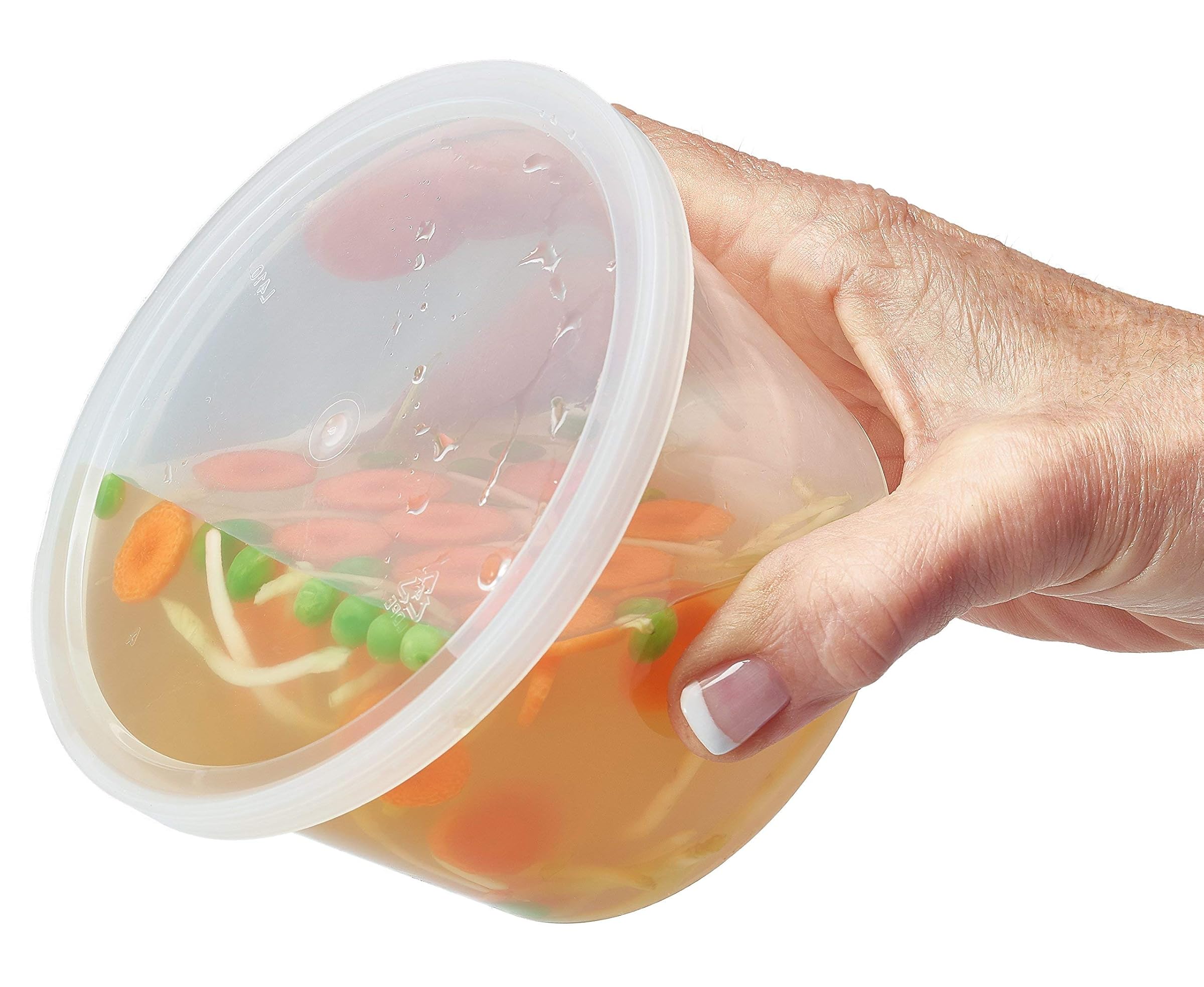 (44 Sets) - DuraHome Deli Containers Combo Pack, 240ml, 470ml, 950ml Round Leakproof Food Storage Containers with Lids, 44 Sets, BPA-free Clear Takeout Microwaveable, Dishwasher and Freezer Safe Reusable