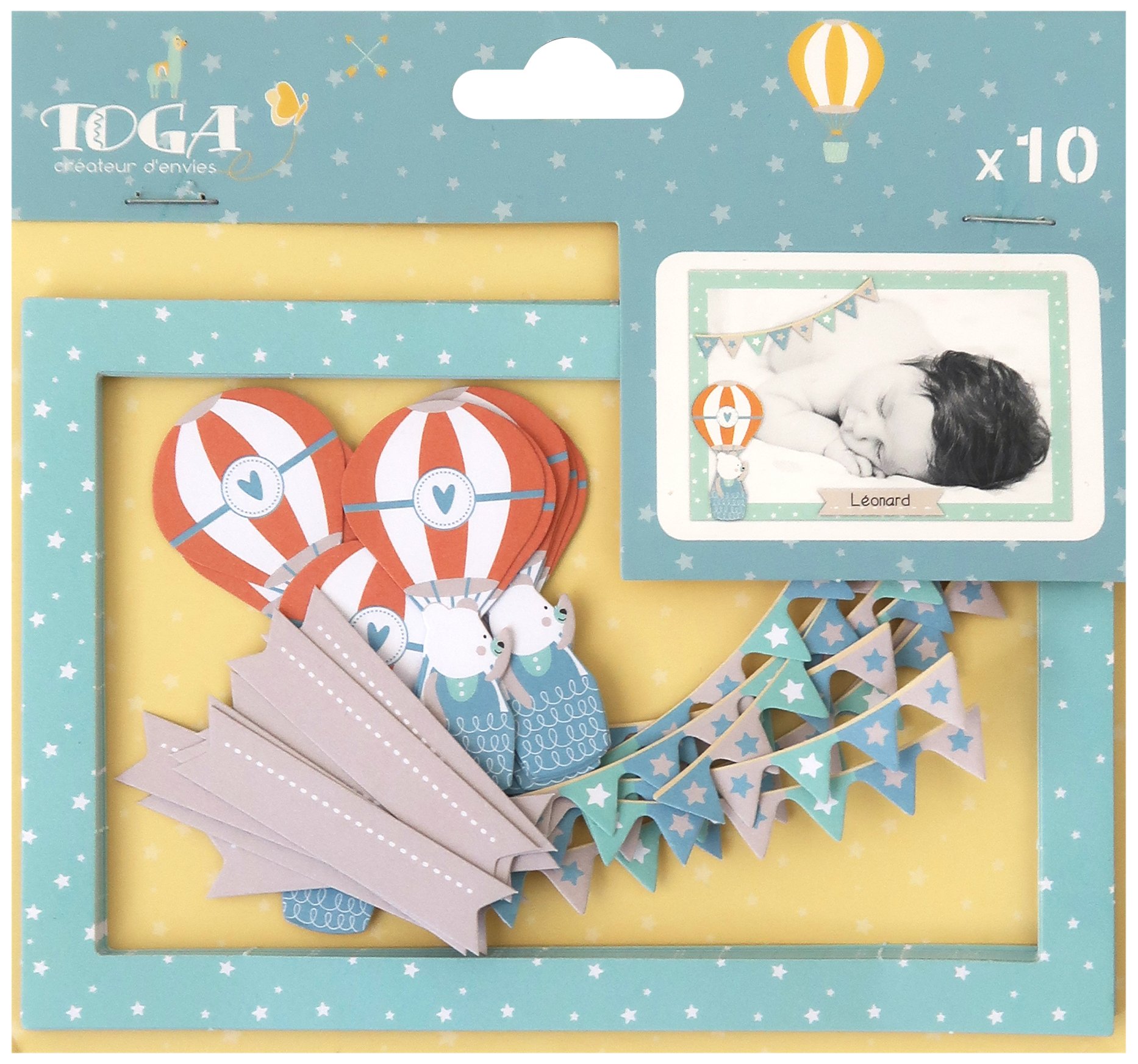 Toga naissance-leonard Josephine & Frames, Paper, Pack of 10 Multi-Coloured, 10 x 15 x 0.1 cm