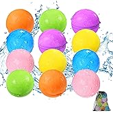 Reusable Water Balloons 12PCS - Summer Water Toys for Pool Beach & Outdoor & Bath, Self-Sealing Refillable Water Bombs for Ki