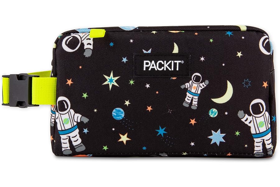 PackIt Freezable Snack Box, Spaceman | Built-in ice packs, EcoFreeze+ Technology, Mini cooler, Office snacks, Small lunches, Buckle handle, Collapsible, Reusable