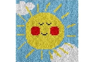 Yglnden Latch Hook Kits Rug Sunflower Crochet Yarn Cushion Colour Pre-Printed Canvas Rug Needlework DIY Hook and Latch Kit Christmas Home Decoration 30x30cm/12 X12inch