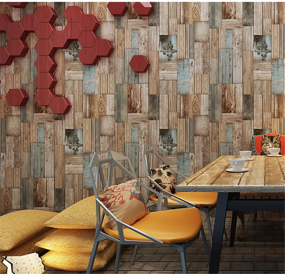 lixunskw Cafe color board wallpaper waterproof PVC retro wooden bar screen studio film industry wind wallpaper,a