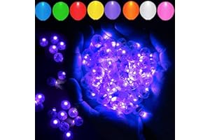 AOGIST 100 Pcs LED Purple Balloon Light, Mini Round LED Lights for Paper Lantern Balloon Indoor Outdoor Party Event Fun, Birthday Party Wedding Decoration Supplies
