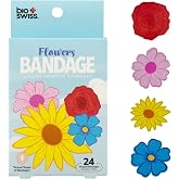 BioSwiss Bandages, Flowers Shaped Self Adhesive Bandage Set, Latex Free, Sterile Wound Care, 24 Count