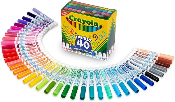 Crayola Ultra Clean Washable Markers (40ct), Teacher School Supplies for Kids, Broad Line Colored Markers, Art Marker Set, Ag