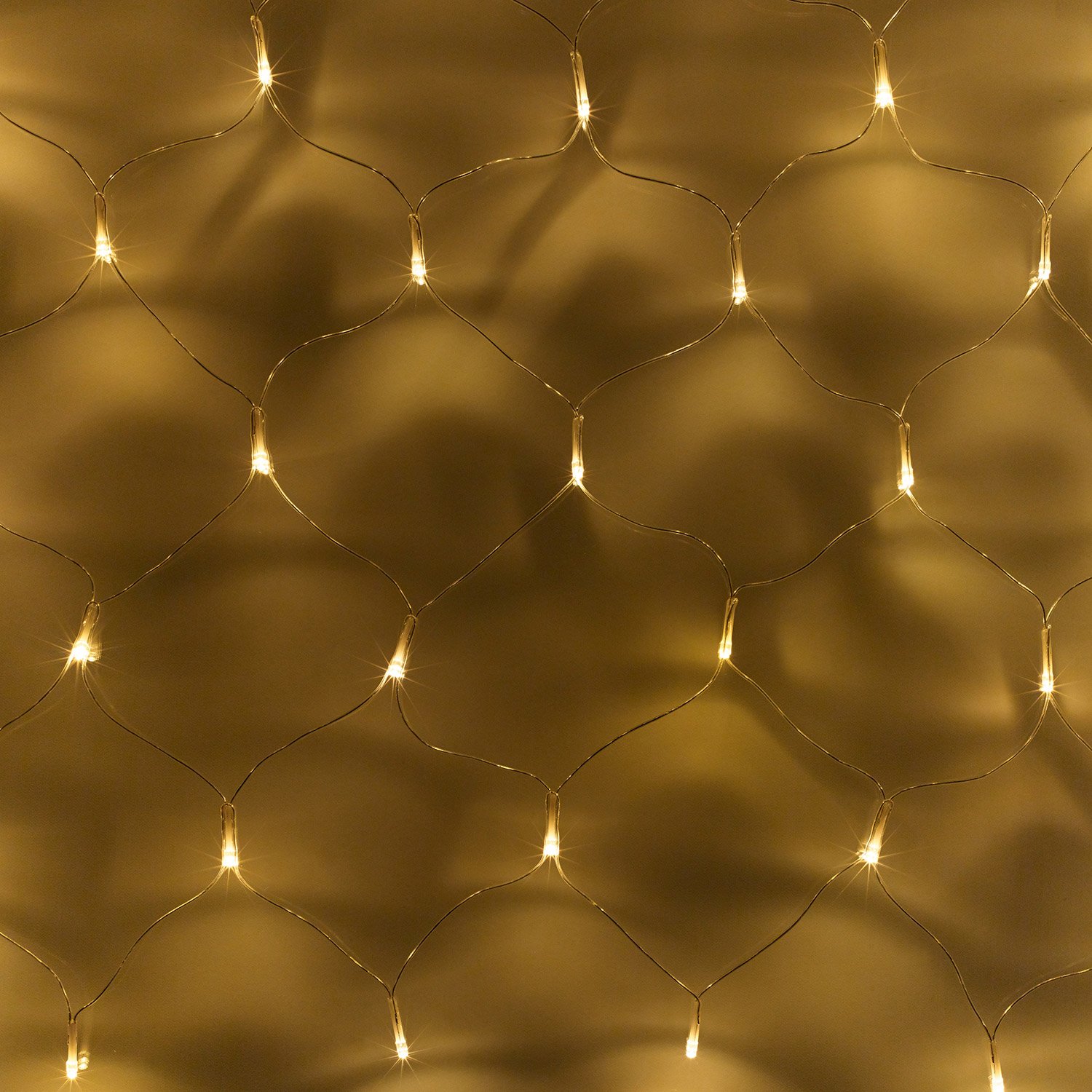 Lights4fun 100 Warm White LED 1m x 1m Solar Powered Outdoor IP44 Waterproof Garden Fairy Net Light on Clear Cable