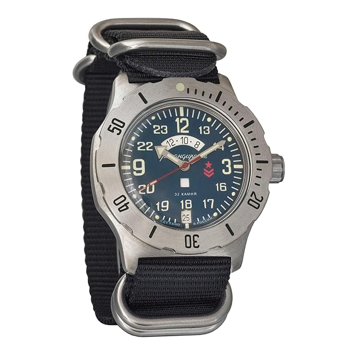 Vostok Komandirskie K-35 Militär Russian Automatik schwarz Armband - OTAN #350753