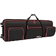SNIGJAT 88 Key Keyboard Case with Wheels (Interior: 57.2"x18.2"x6.8"), Padded Rolling Piano Case with Adjustable Shoulder Straps and Sturdy Pull Handle, 88 Key Keyboard Gig Bag with 3-Pocket Storage