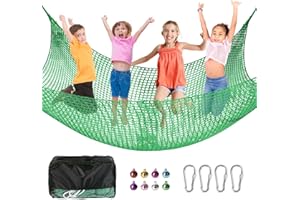 JumpTrzz Climbing Cargo Net, 9.9 ft x 6.6 ft Large Playground Safety Net with Storage Bag, Polyester Double Layers Backyard Climbing Net for Treehouse Accessories; Jungle Gyms; Outdoor Equipment Set