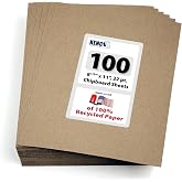 Chipboard Sheets 8.5" x 11" - 100 Sheets at 22 Point Chip Board for Crafts and Backers -Great Alternative to MDF Board and Cardboard Sheets - Made in the USA (Kraft 100 Pads)